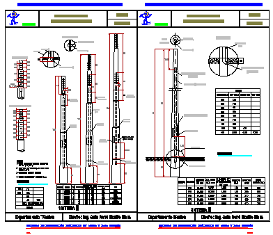 Reinforced concrete high voltage transmission poles design drawing