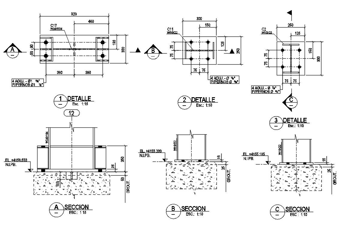 Reinforcement Column And Footing CAD Drawing