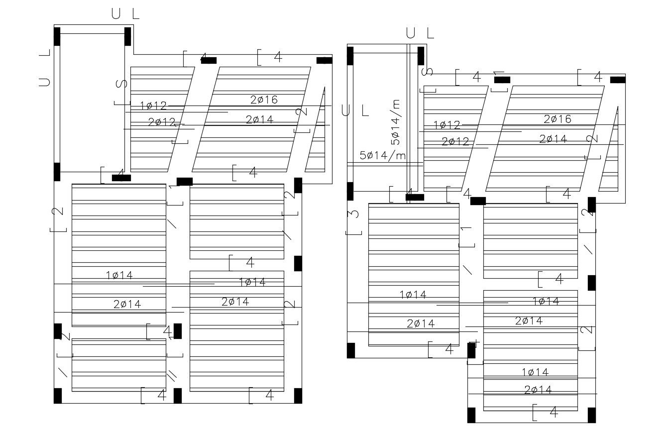 Reinforcement Column And Joint Bar Structure CAD Drawing