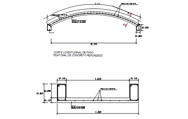 Reinforcement plan and elevation detail dwg file