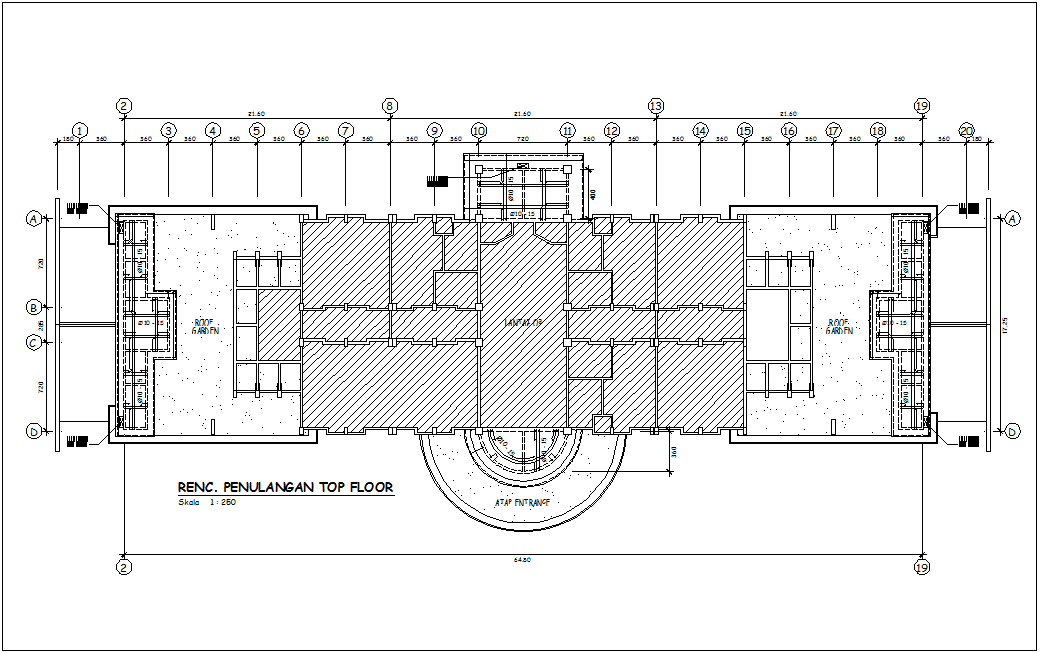 Reinforcement top floor plan for head quarter dwg file