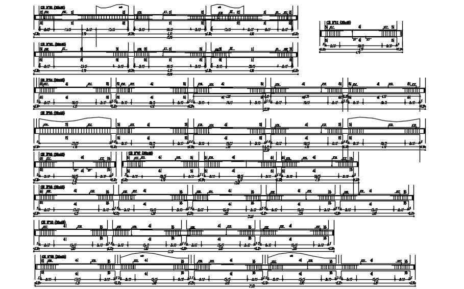Reinforcement Bar detail drawing of coffrage structure with section plan and design in Autocad 2D Drawing file.