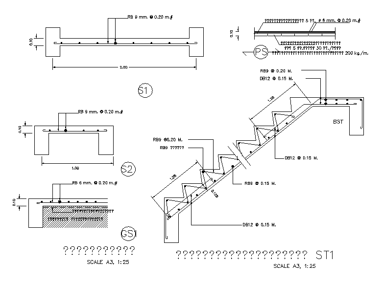 Reinforcement Concrete Section CAD Drawing Download DWG File