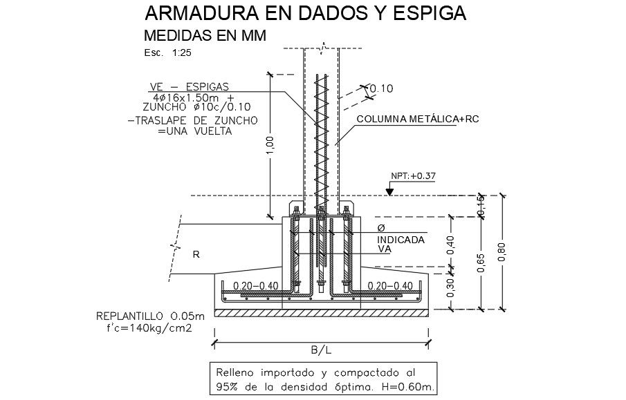 Reinforcement Foundation Bar Section Drawing Free Download DWG File
