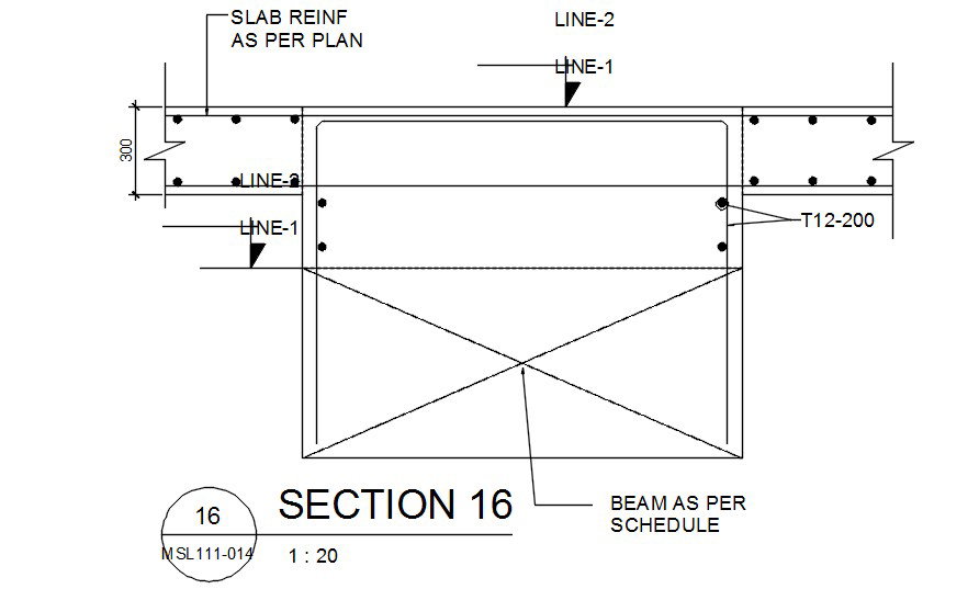 Reinforcement Section Detail presented in this autocad drawing file. Download the Auto Cad 2D DWG file now.