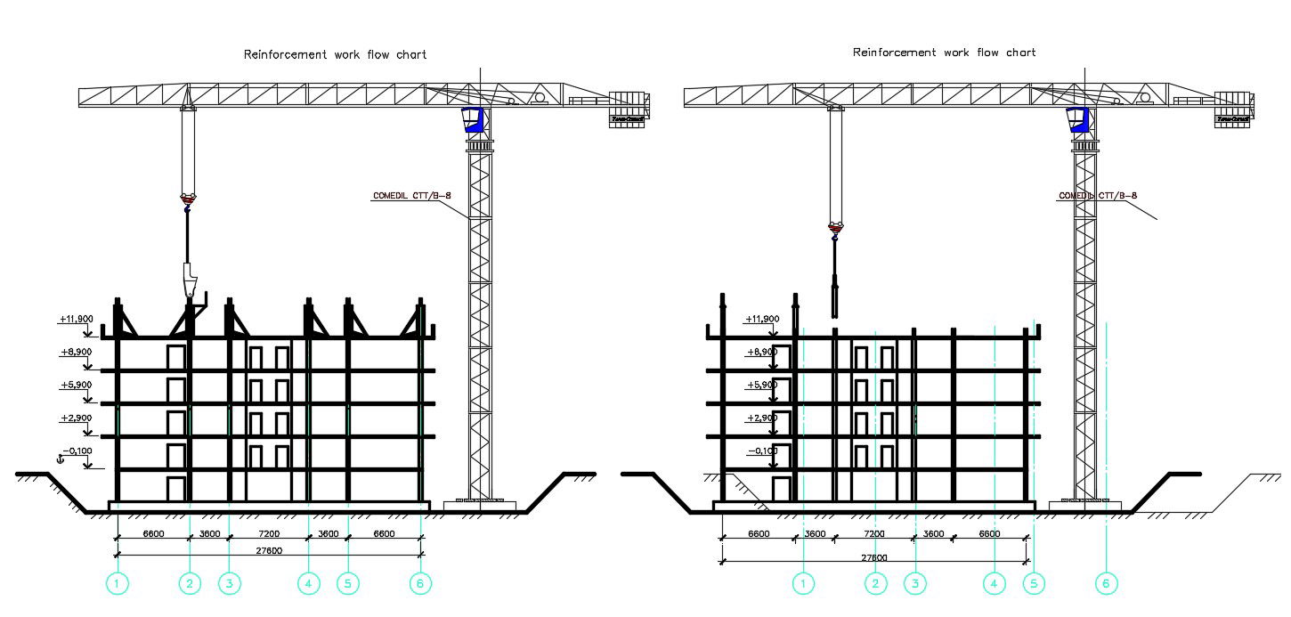 Reinforcement Work Flow Construction CAD Drawing Download DWG File