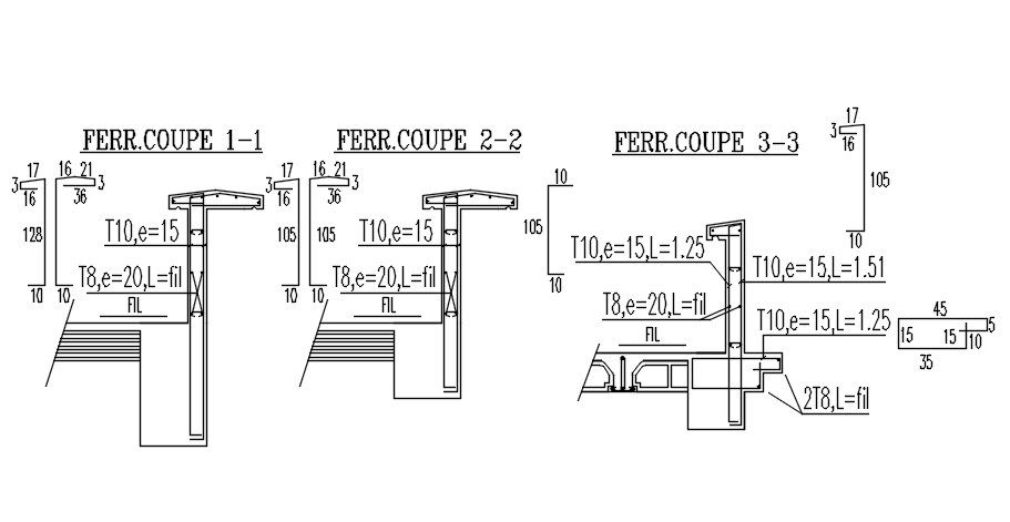 Reinforcement bar connecting structure design plan drawing in2D Autocad DWG file.