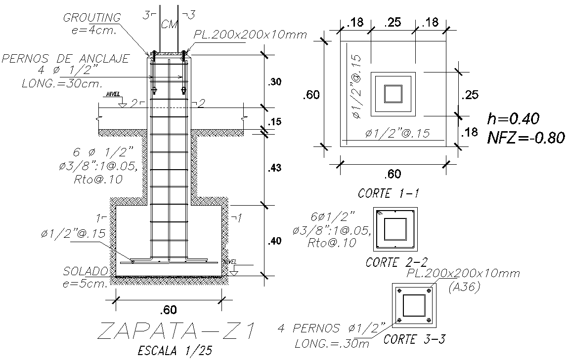 Reinforcement detail for column DWG AutoCAD file