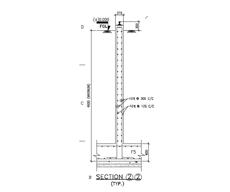 Reinforcement section detail drawing. Download cad drawing file | CADBULL