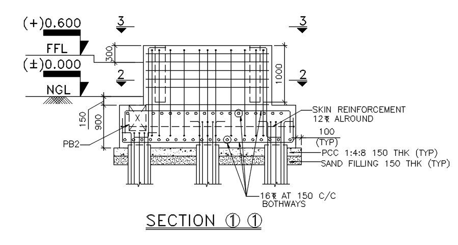 Reinforcement section drawing. Download free cad drawing file | CADBULL