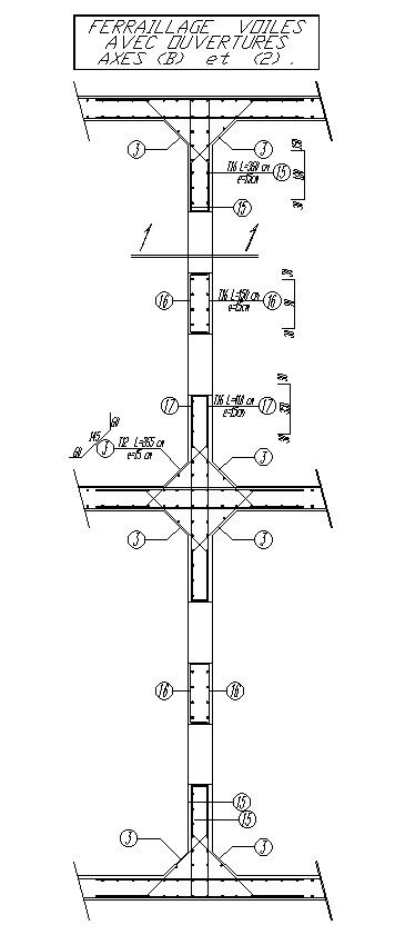 Reinforcement with opening details in AutoCAD 2D drawing, CAD file, dwg file