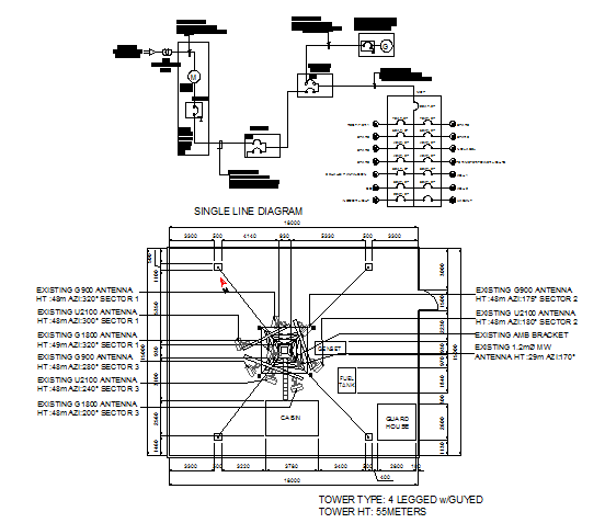 Religion electric tower installation details with diagram dwg file