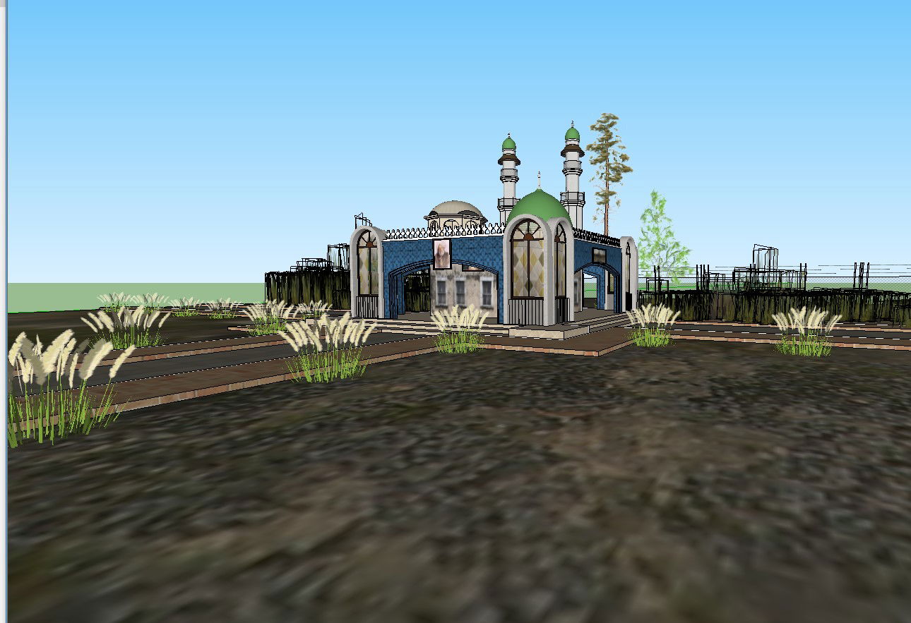 Religious bulleh shah mosque 3d model cad drawing details skp file