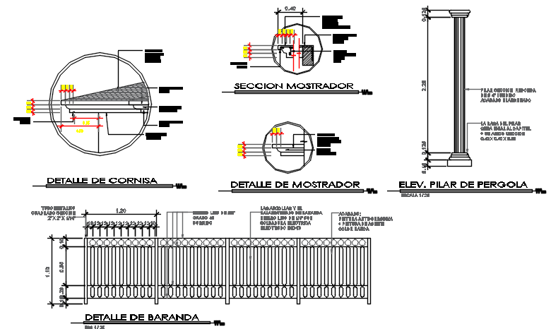 Relling plan and elevation detail dwg file