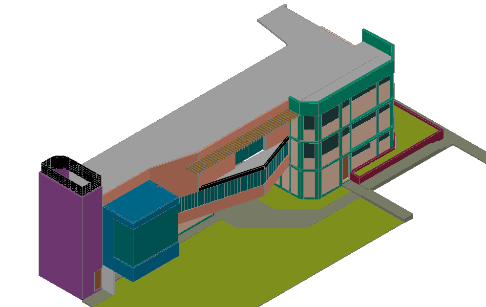 Remodeling view of office in 3d view dwg file