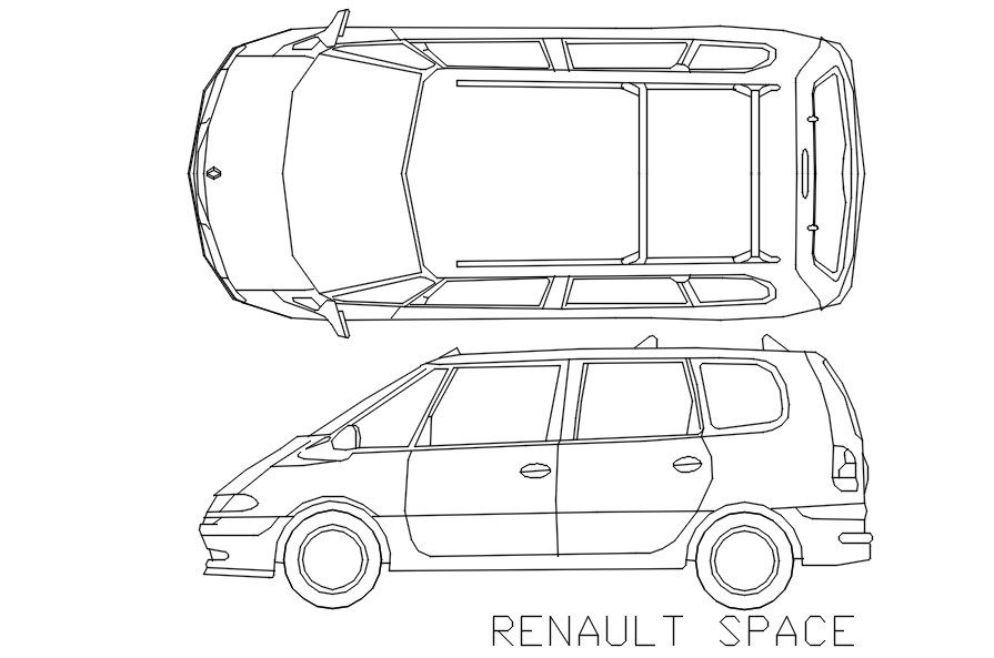 Renault space car in AutoCAD, dwg file.