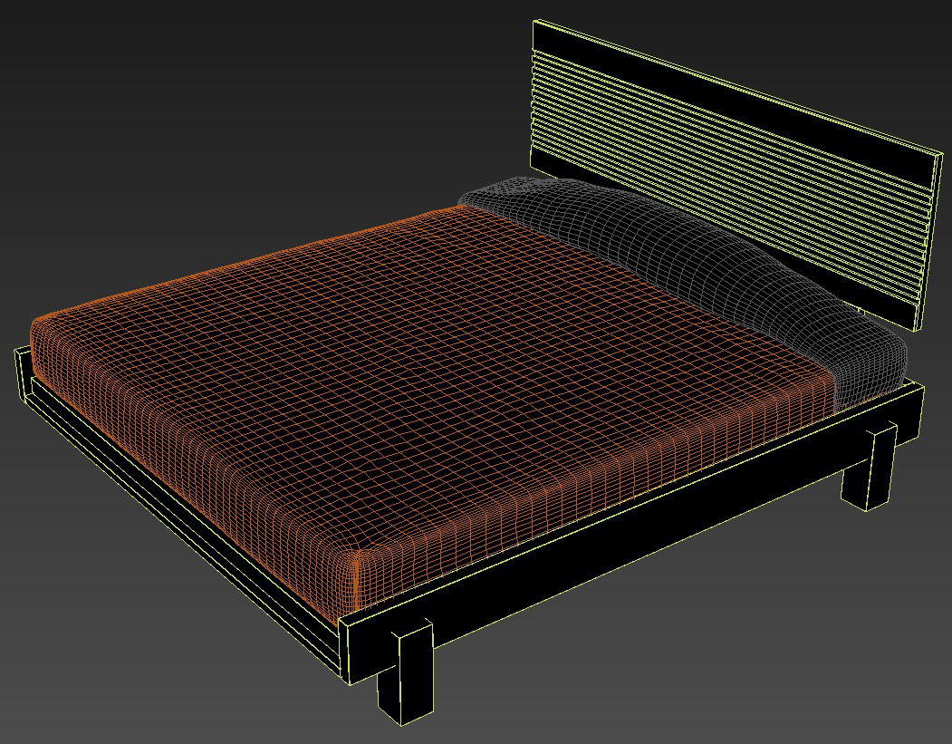 Rendered Ply Bed Design With Mattress 3D MAX File