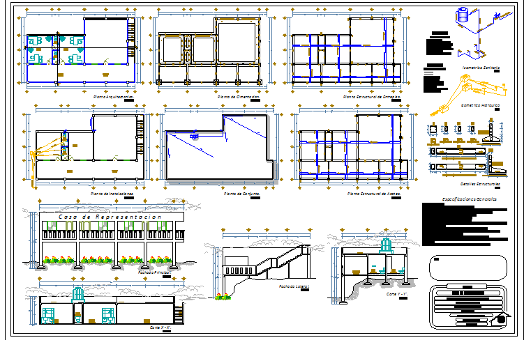 Representation house architecture project dwg file