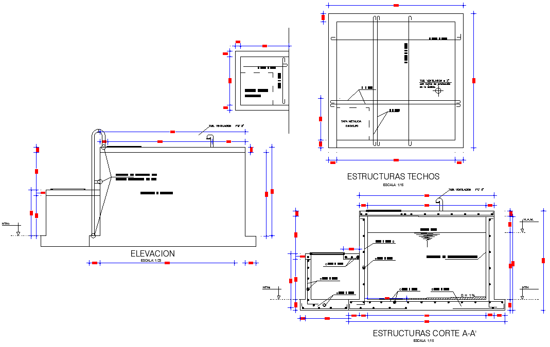 Reservoir plan and section autocad file