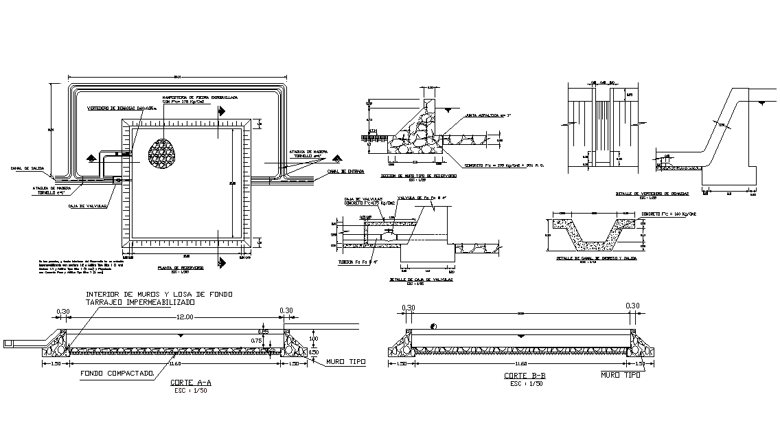 Reservoir plan detail dwg file