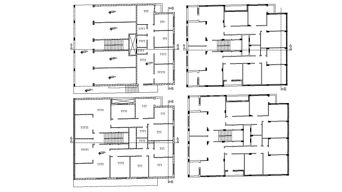 Residence Apartment Column and Layout Floor CAD Plan