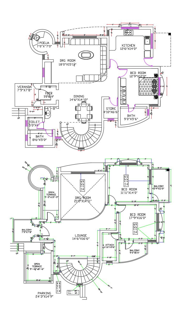 Residence Apartment Design Floor Plan Layout Architecture CAD Drawing Download