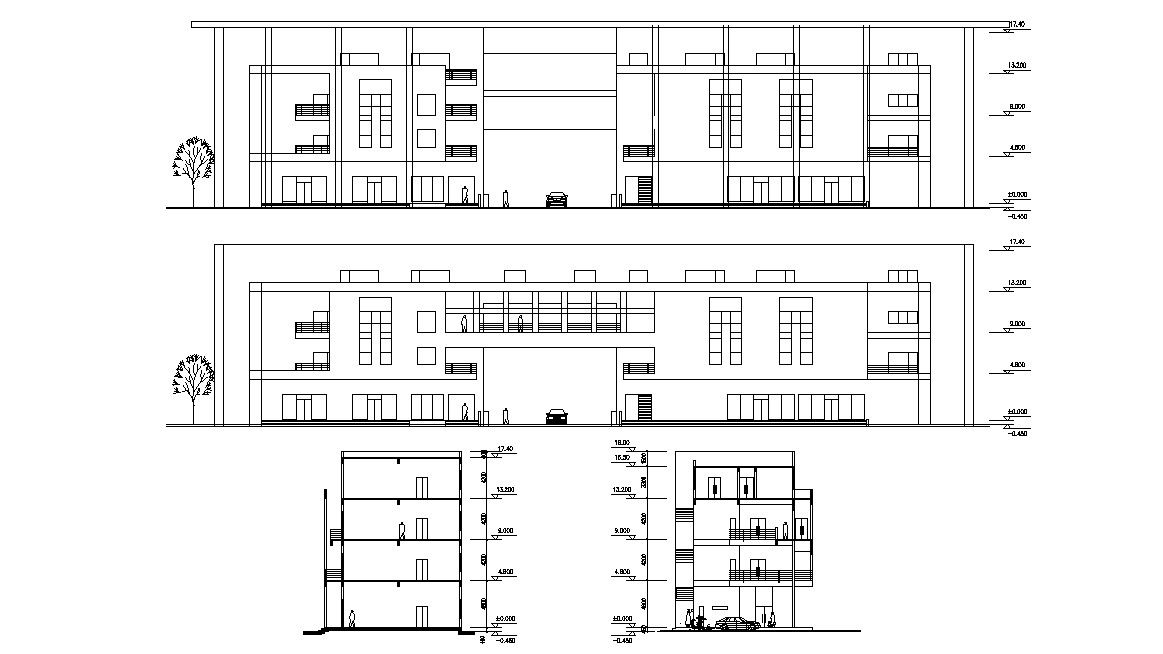 Residence Apartment Elevation and Section CAD File