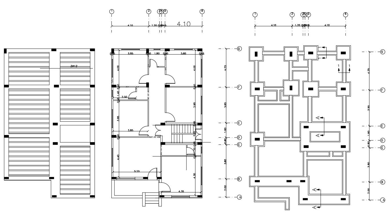 Residence House Column And Pier Foundation Layout Plan DWG File