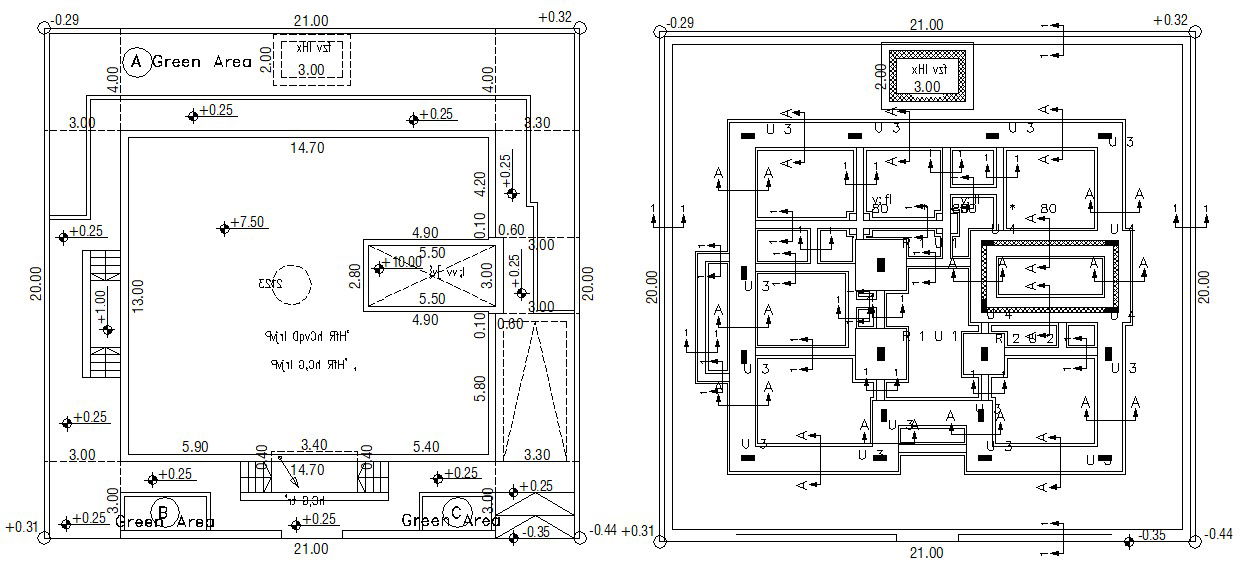 House Column Foundation With Excavation Plan