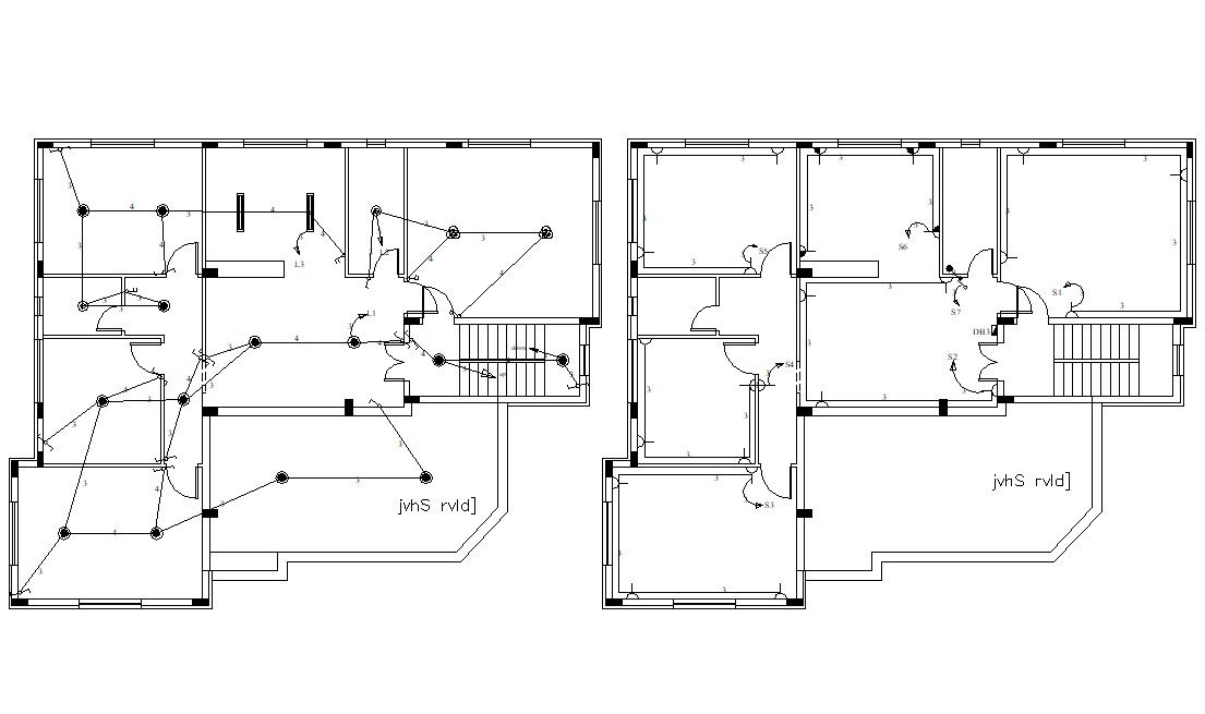 Residence House Electrical Layout Plan CAD Drawing