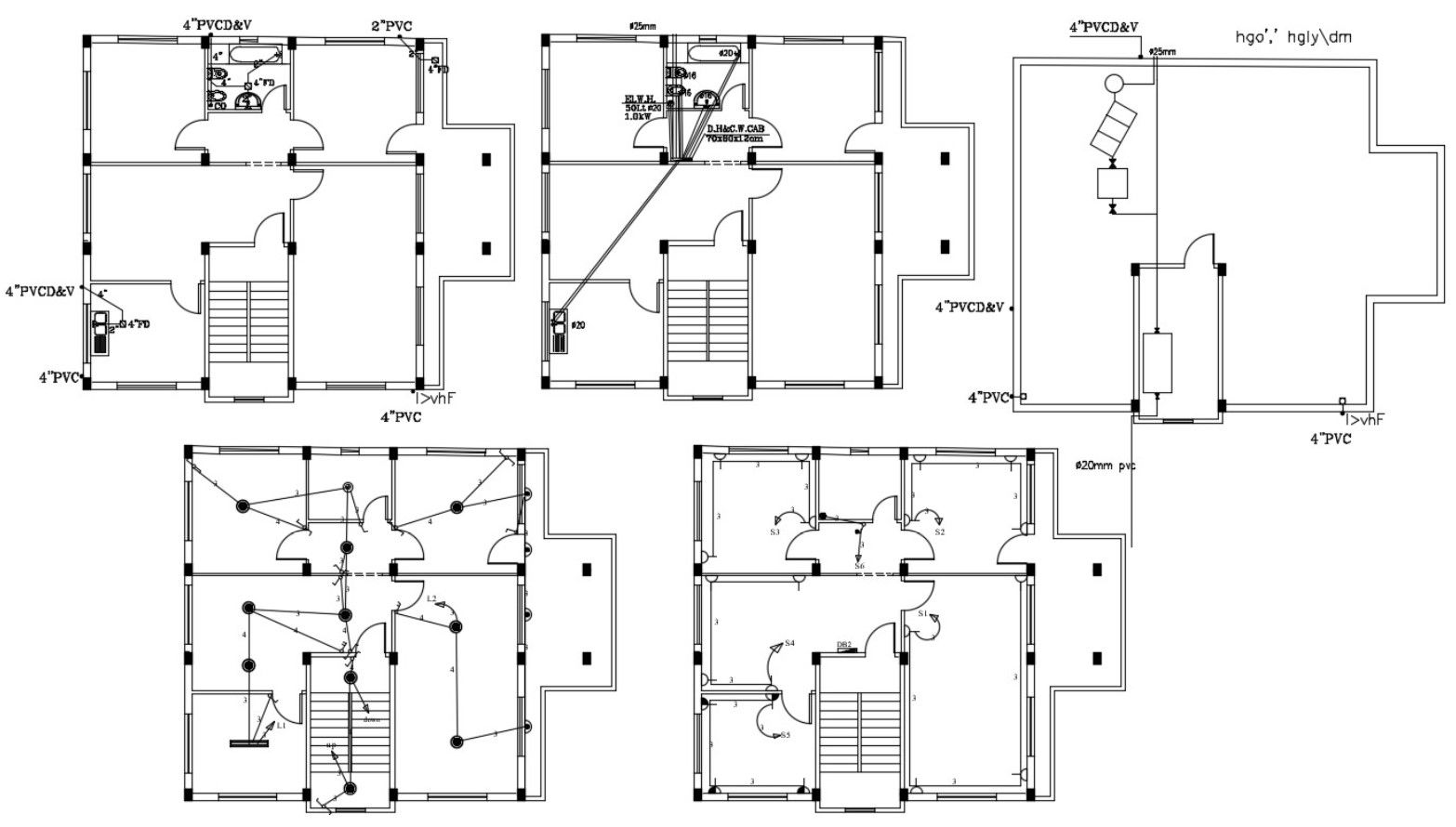 House Floor Layout Plan With Electrical And Plumbing Drawing
