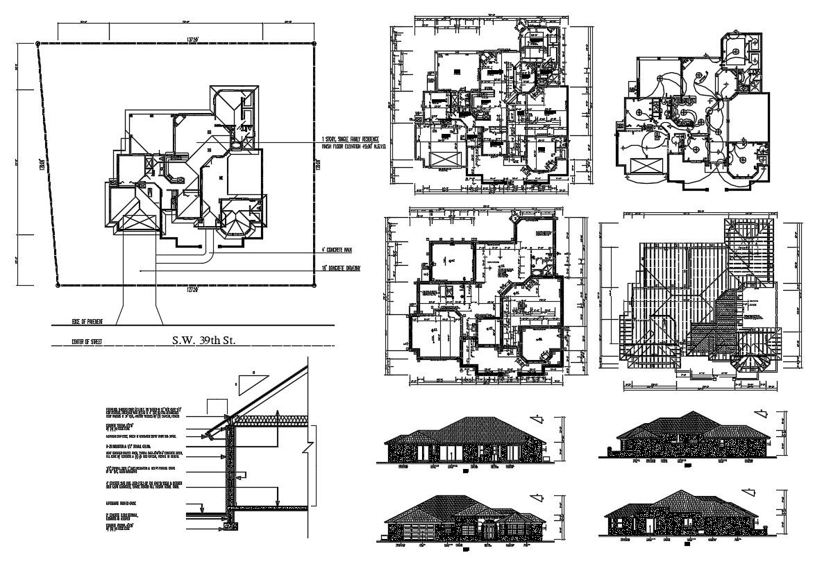 Residence House Project DWG File
