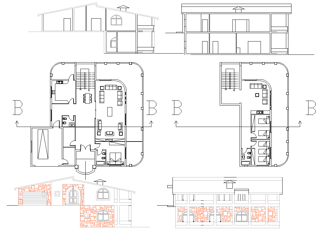 Residence House plan dwg file