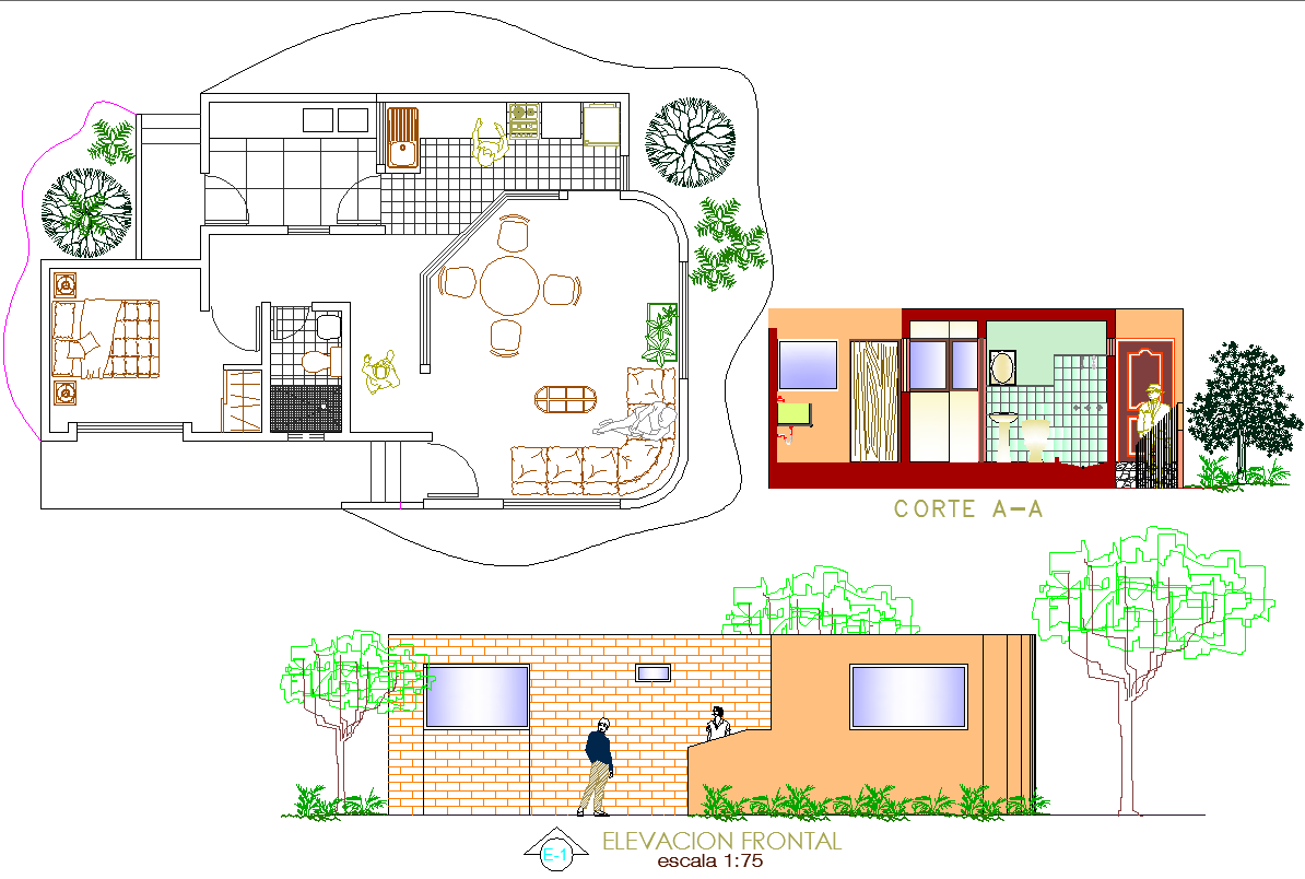 Residence Layout plan dwg file.