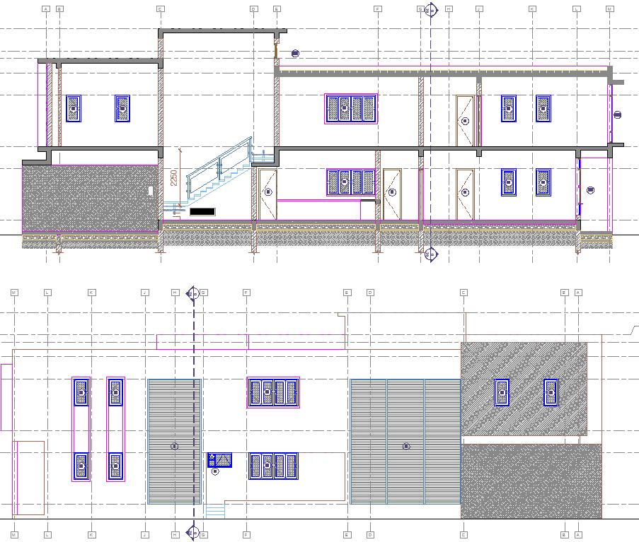 Residence Section plan and elevation design