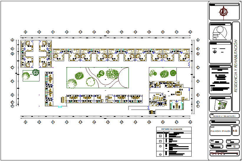 Residence and rehabilitation area view of hospital dwg file