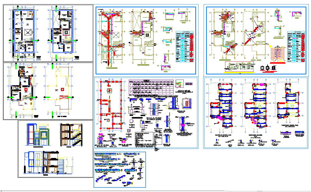 Residence house architecture plan and detail in autocad dwg files