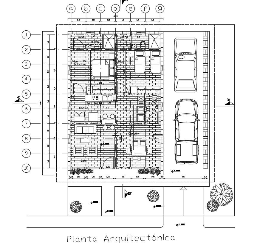 Residence house layout plan in dwg file