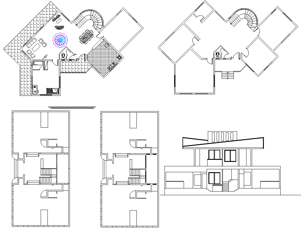 Residence house project dwg file