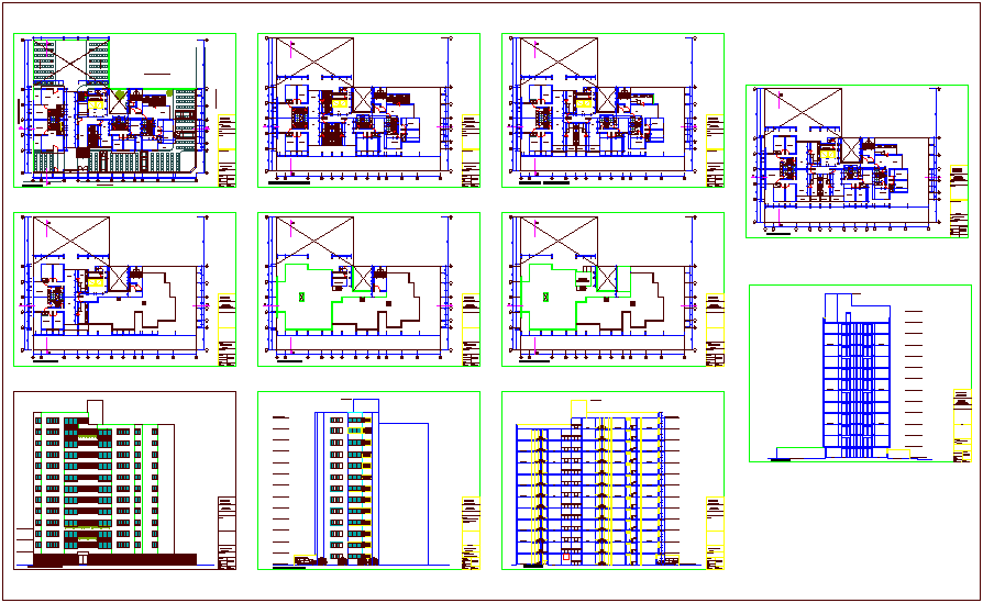 Residence municipal building plan and elevation view dwg file