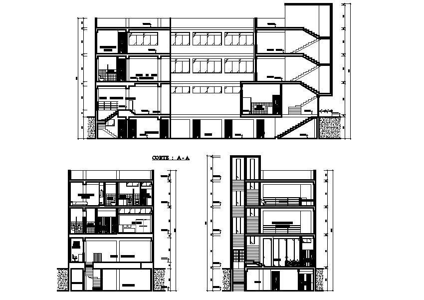 Residence Apartment Building Section Drawing Download DWG FIle