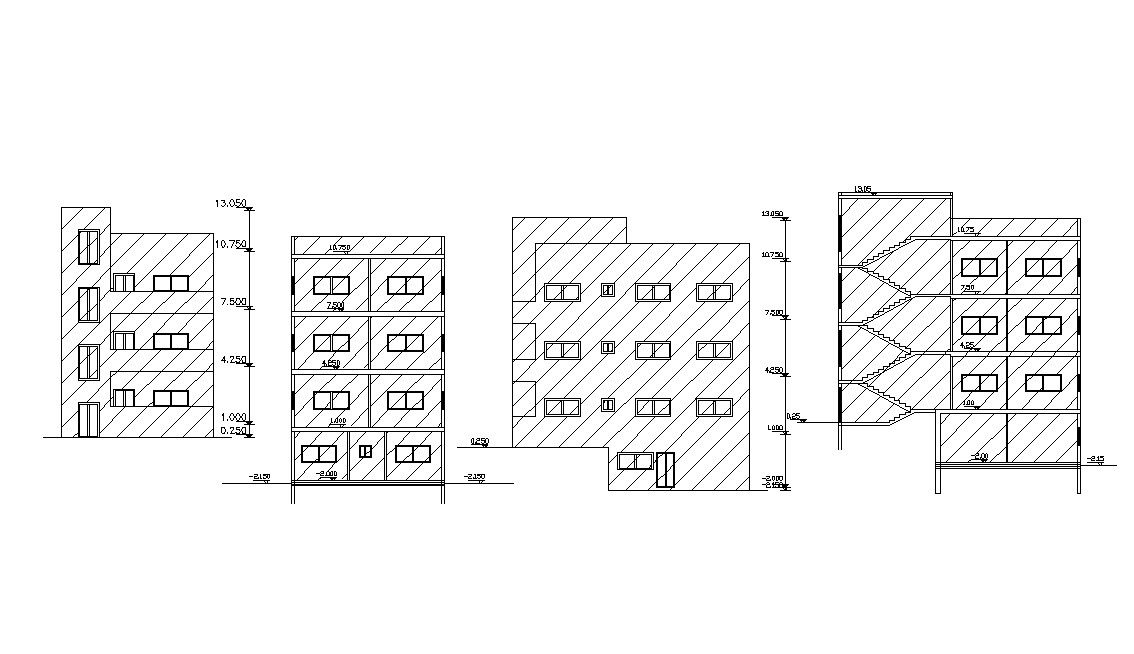 Residence Apartment Elevation and Section CAD file