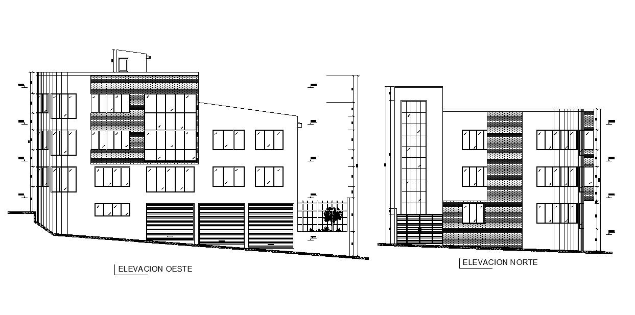 Residence Building North And East Elevation Design DWG File
