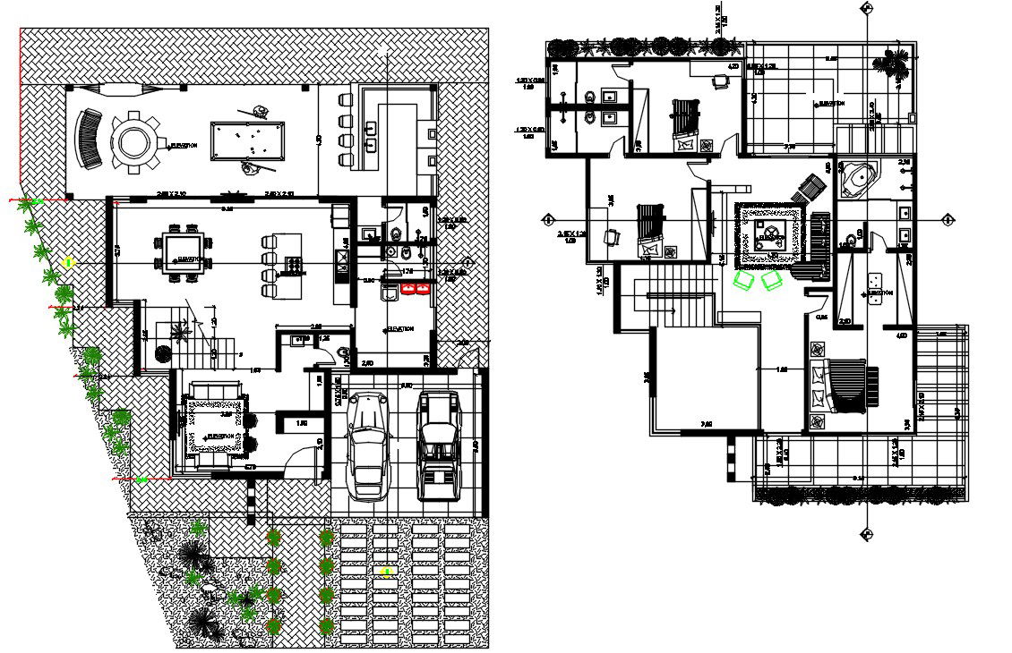 Residence House Architecture Floor Plan CAD Drawing Download DWG File