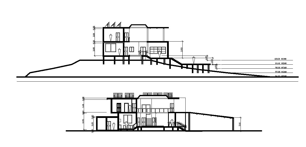 Residence House AutoCAD Drawing Section View Download DWG File