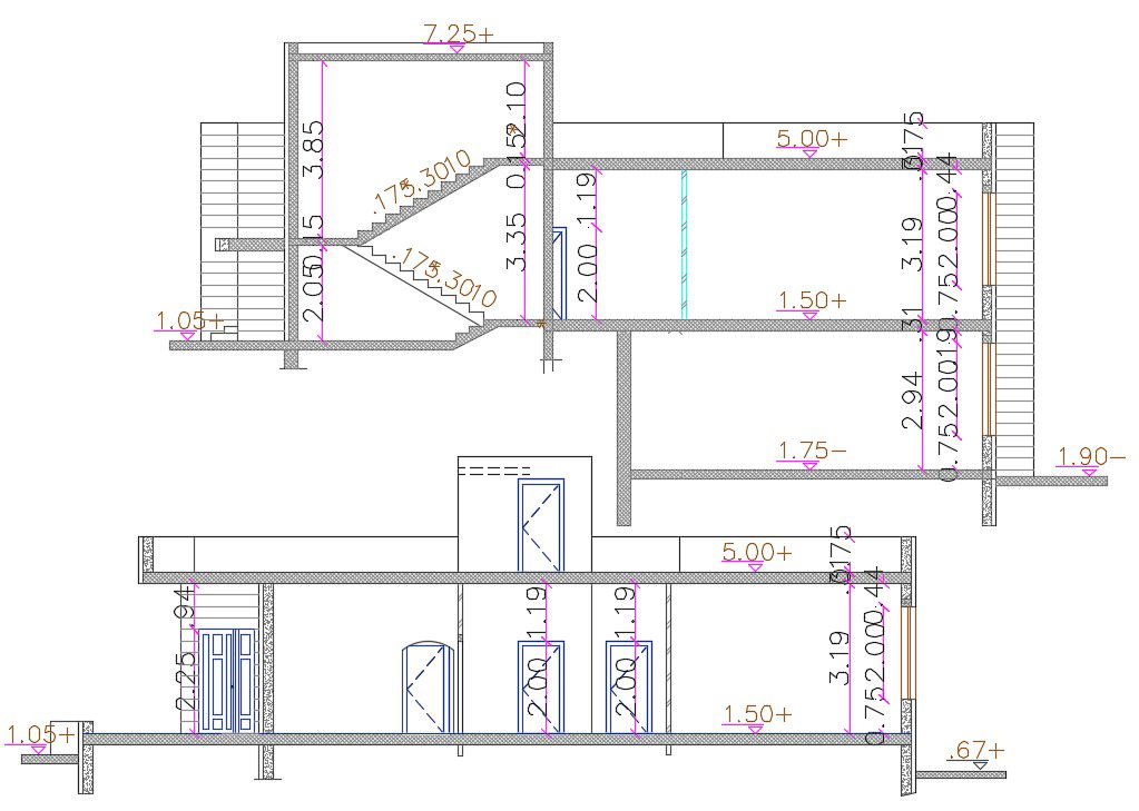 Residence House AutoCAD Section Drawing DWG File
