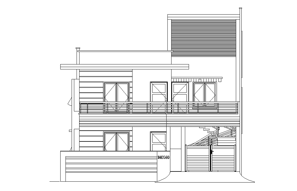 Residence House Building Elevation Design DWG File