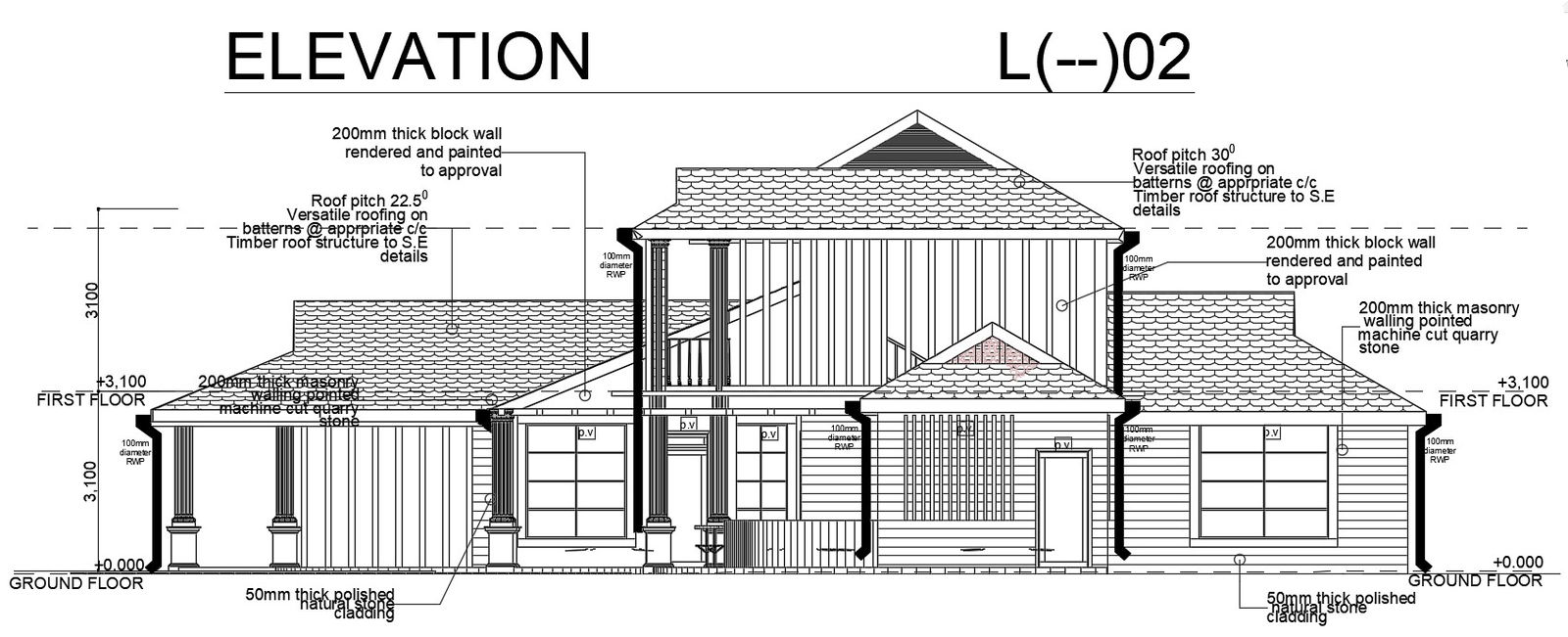Residence House Building Elevation Design Download DWG File