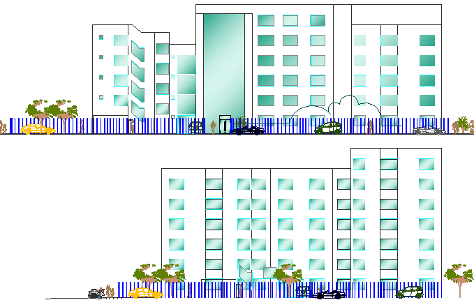 Residency Flats Design and Elevation dwg file