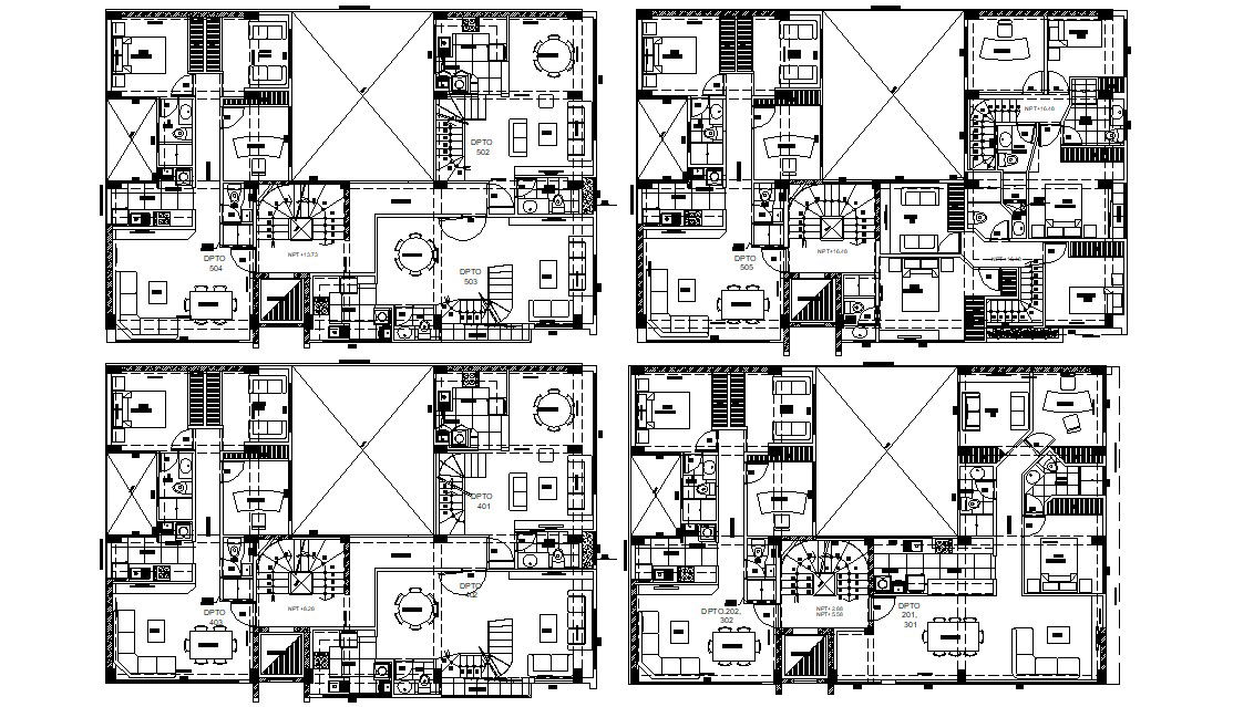 Residential Apartment 2d CAD drawing Furniture Layout Plan